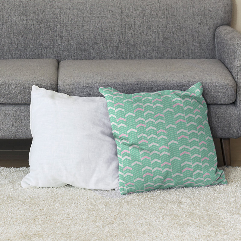 Coussin Rhonda, 28 po x 28 po, Vert / rose, Bourre en polyester