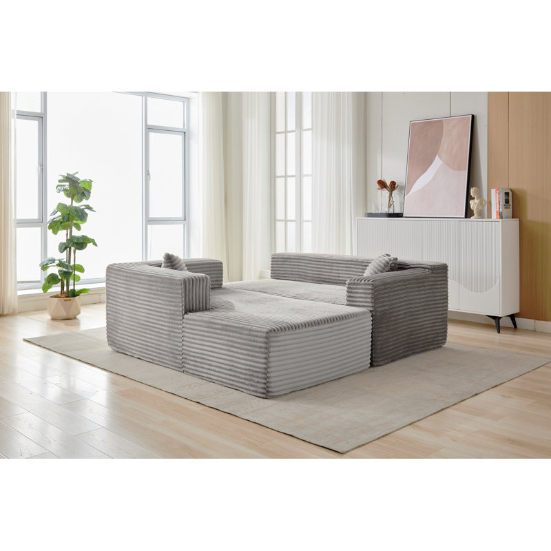 Canapé modulaire à compression avec méridienne confortable, canapé en forme de L sans siège avec assise profonde, canapé-lit modulaire minimaliste pour salon, salon, appartement, velours côtelé