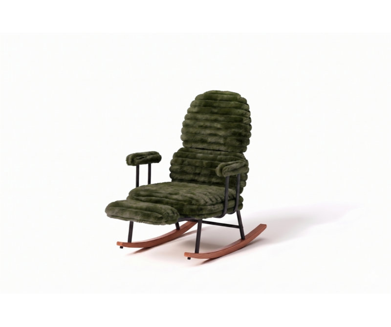 Chaise berçante à glace, Green Faux Fur