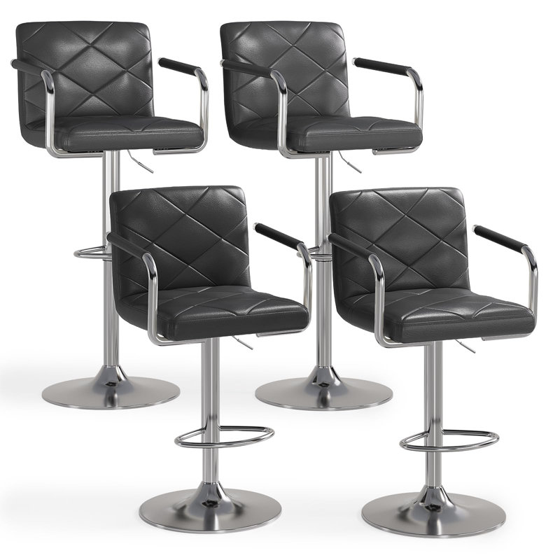 Tabouret pivotant à dossiers réglables Dossena, Noir, 4
