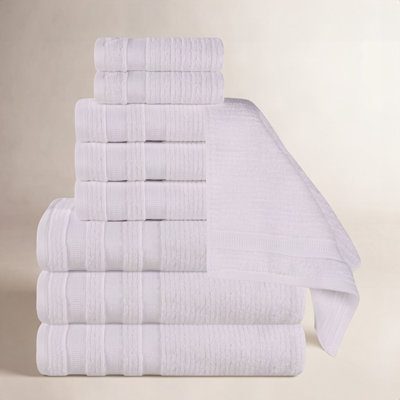 9-Piece Geometric Zero-Twist Cotton Towel Set