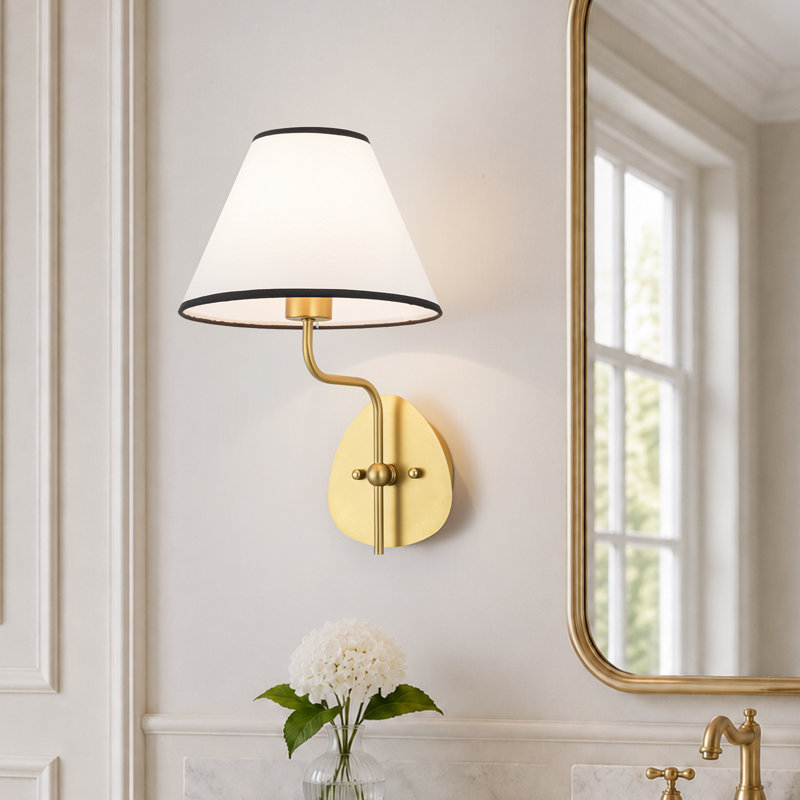 Applique murale moderne 1 lumière avec abat-jour en lin blanc pour couloir de chambre à coucher