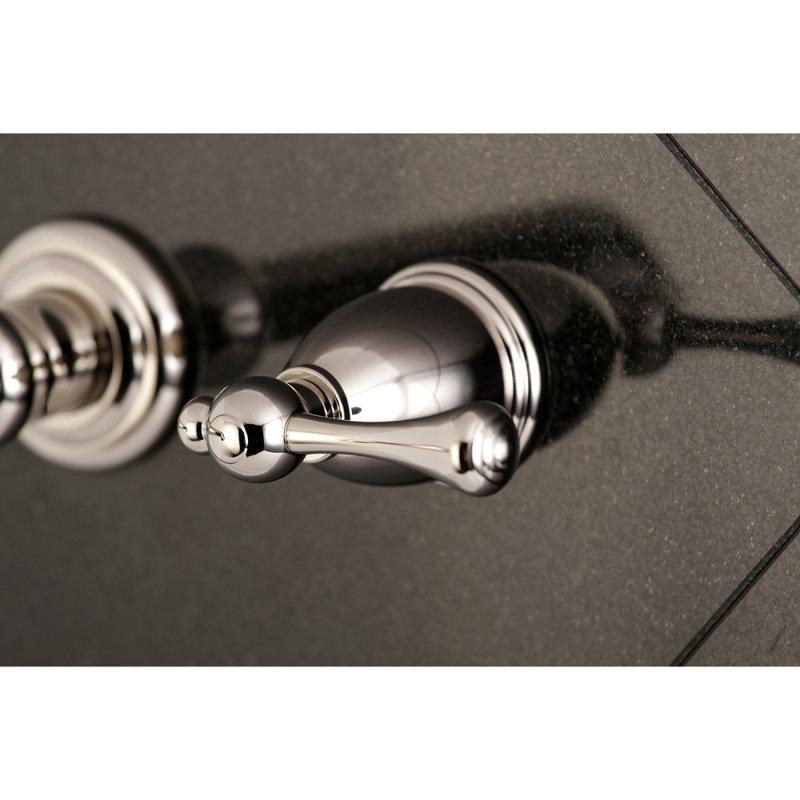 Kingston Brass English Country Two-Handle 3-Hole Wall Mount Bathroom Faucet, Polished Nickel