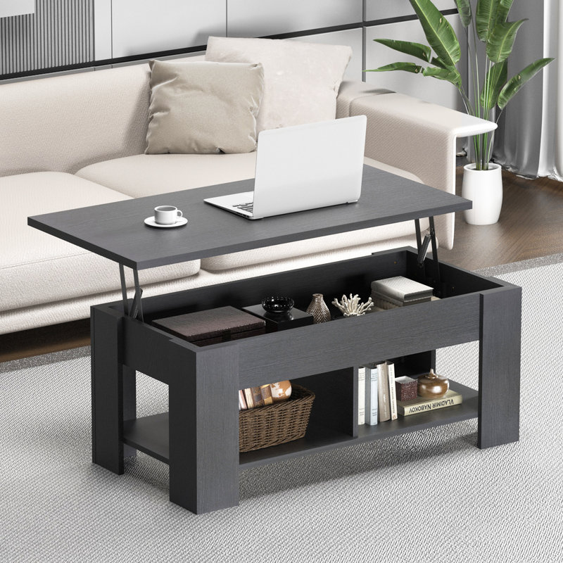 Millwood Pines Sparta Black Lift Top Extendable Coffee Table With 