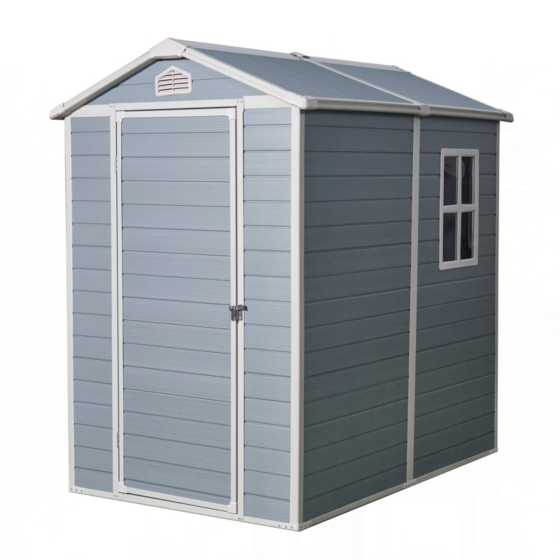 Remise de rangement extérieure en plastique avec plancher, Gris