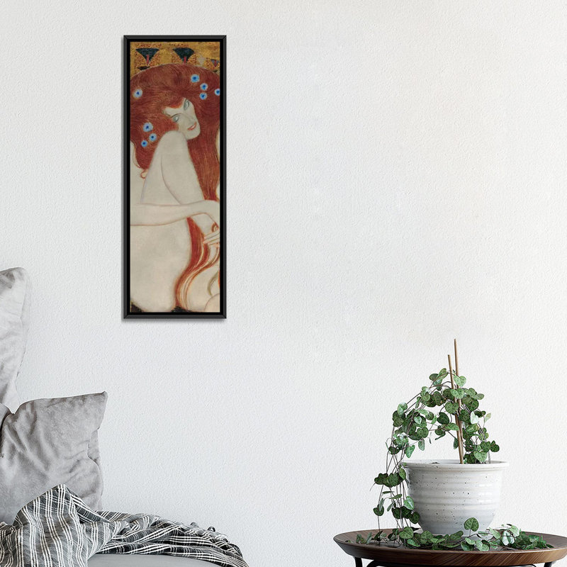 Beethoven frise, détail rectangulaire par Gustav Klimt - impression sur toile tendue, H 36 po x l 12 po x P 1,5 po
