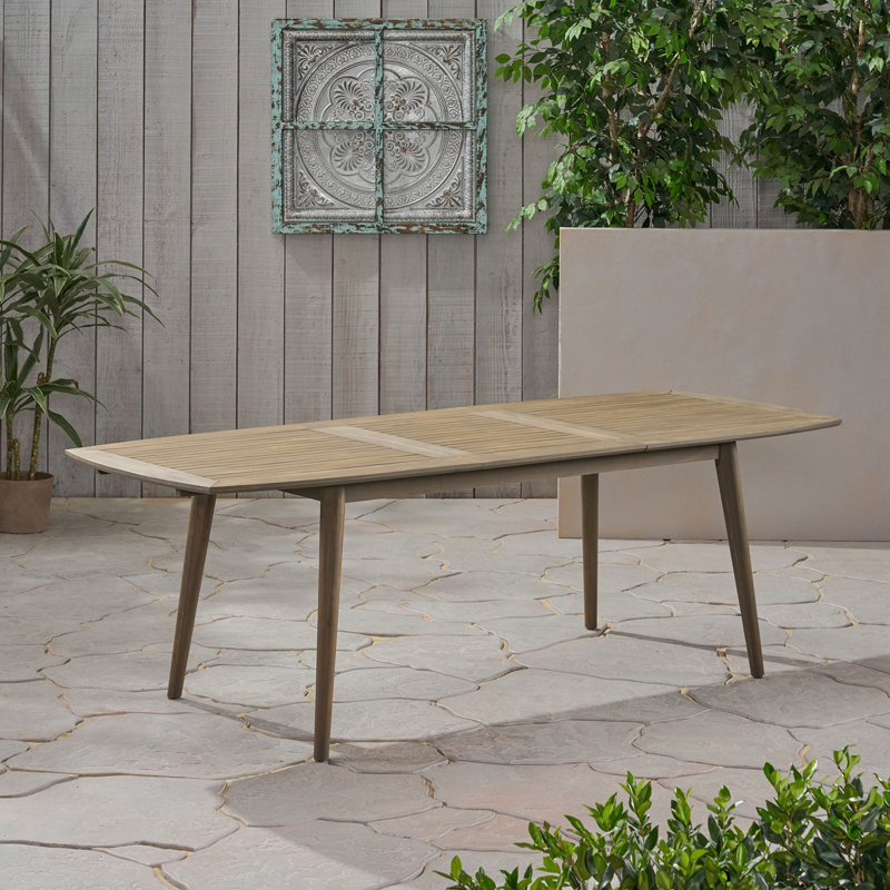 Table de salle à manger d'extérieur extensible en bois d'acacia, gris, Gris