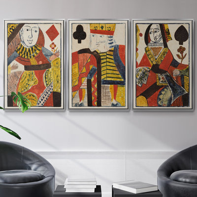 Ensemble de 3 cartes rétro Vintage IV encadrées sur toile