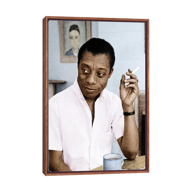 James Baldwin (1924-1987) par Granger-impression, H 26 po x l 18 po x 1,5 po, Toile avec cadre en bois brun classique