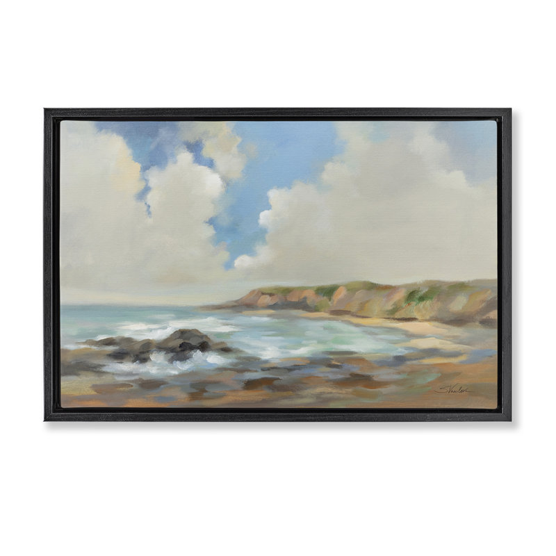 Toile flottante encadrée "California Coast Cliff" par Silvia Vassileva, Cadre flottant noir de jais, H 17 po x l 25 po