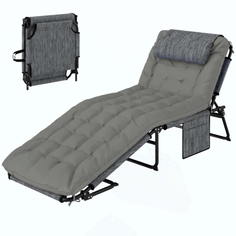 Chaise longue d'extérieur, chaise longue pliante, Gris
