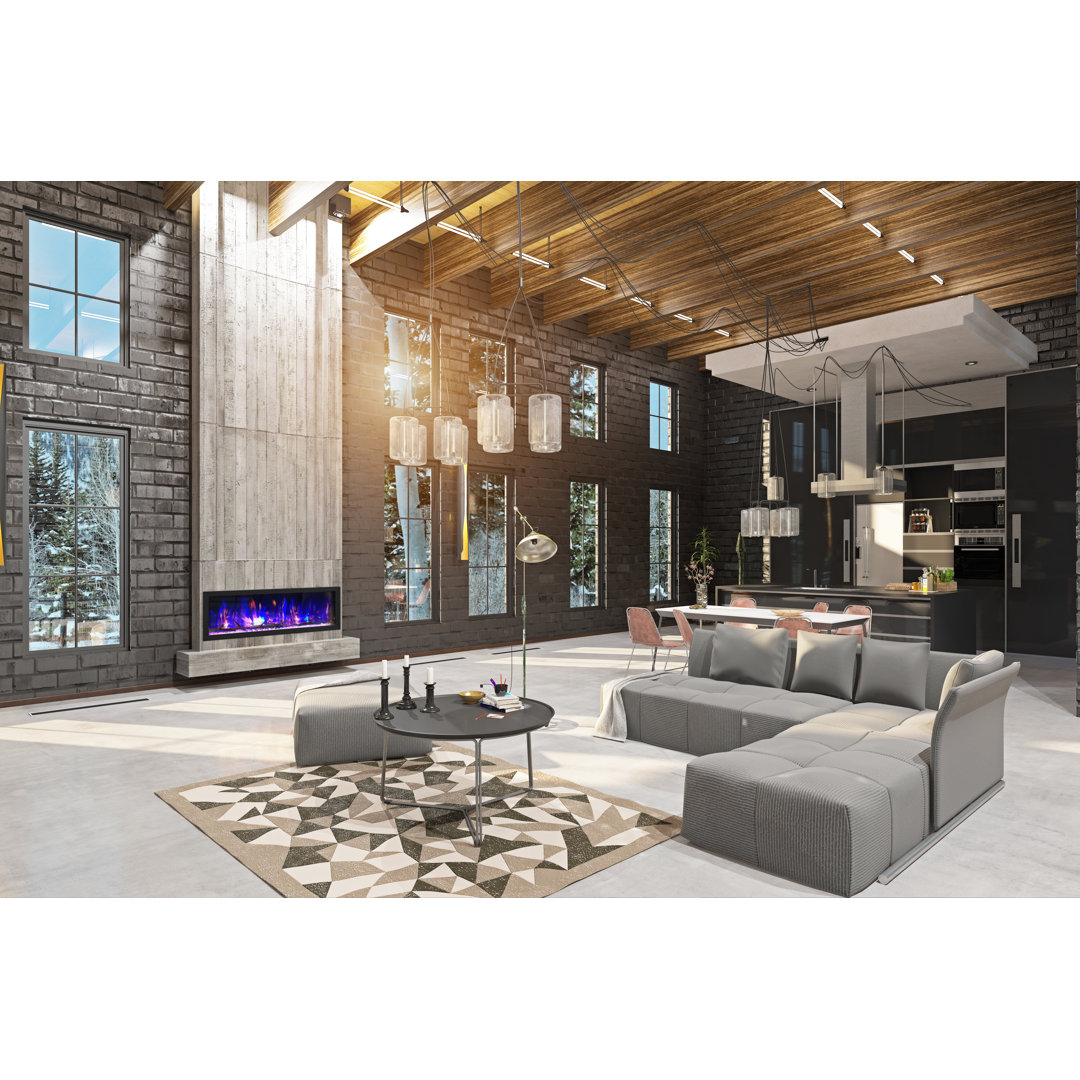 Dynasty Cascade Wall Mount Linear Electric Fireplace - Smart Technology Enabled - 400 SQ. FT. Dynasty Fireplaces 