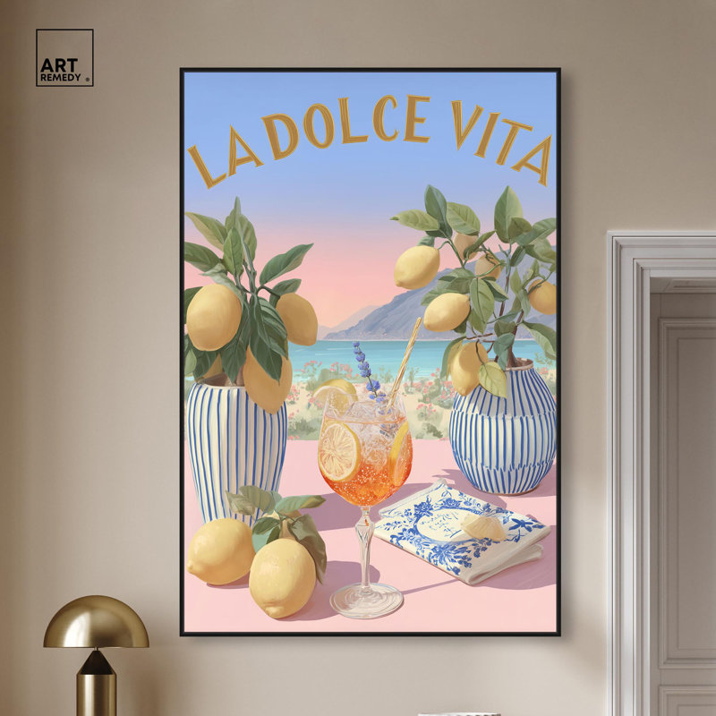 «Aperitivo Sunset», reproduction d'art sur toile par Art Remedy, H 16 po x l 11 po, Structure noire