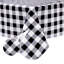 Nappe à carreaux en vinyle avec envers en flanelle, rectangle noir et blanc de 52 po x 90 po