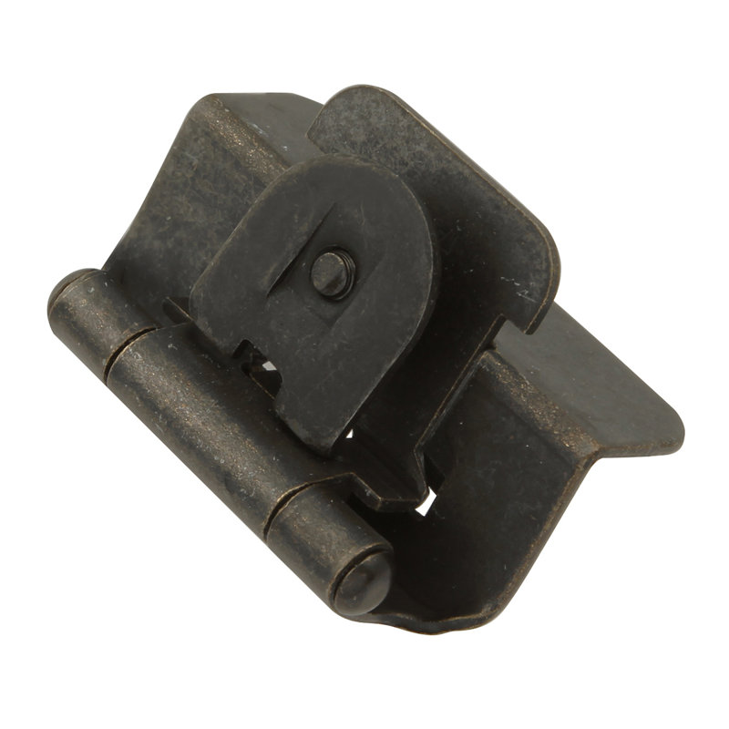 Double charnière démontable 1/2 po avec cadre à recouvrement automatique - fer noir - charnières de porte d'armoire (ensemble de 2)