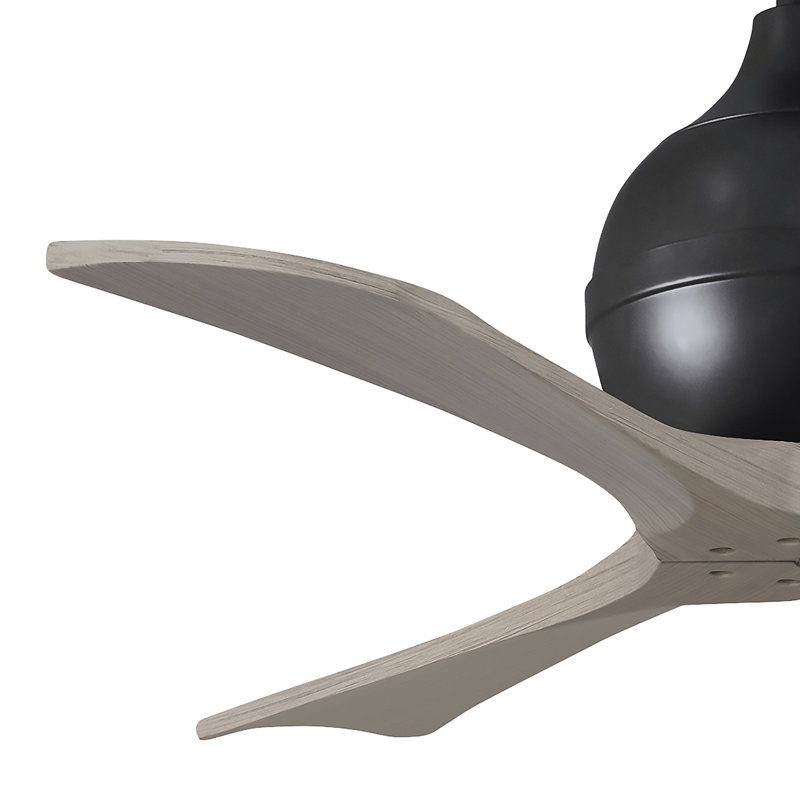 Ventilateur de plafond à 3 pales Irene, Noir mat, Ton bois de frêne gris, 72"