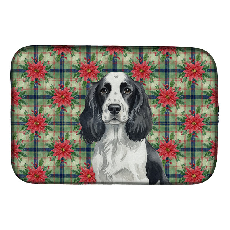 Tapis de vaisselle noir et blanc Springer Spaniel