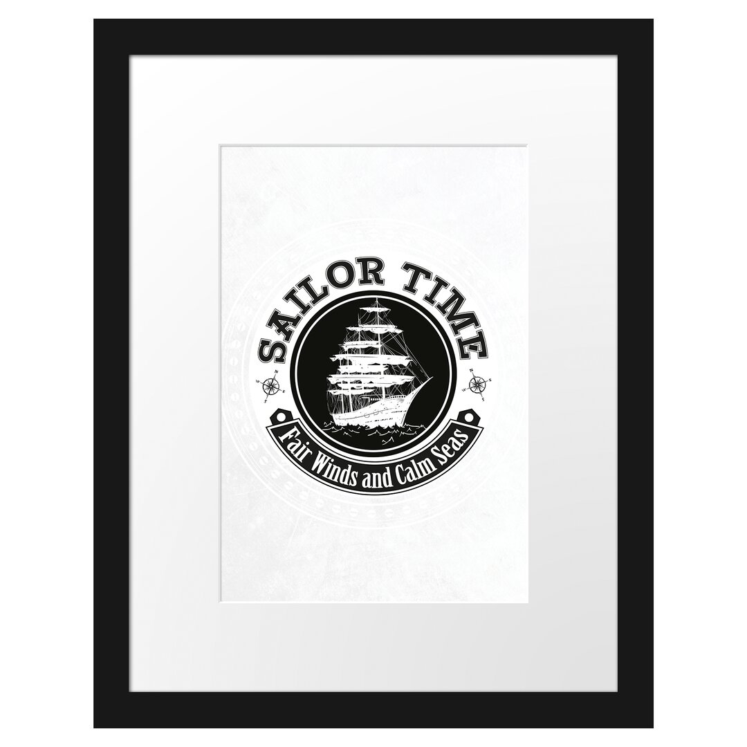 Gerahmtes Poster Sailor Time Black Leinwand