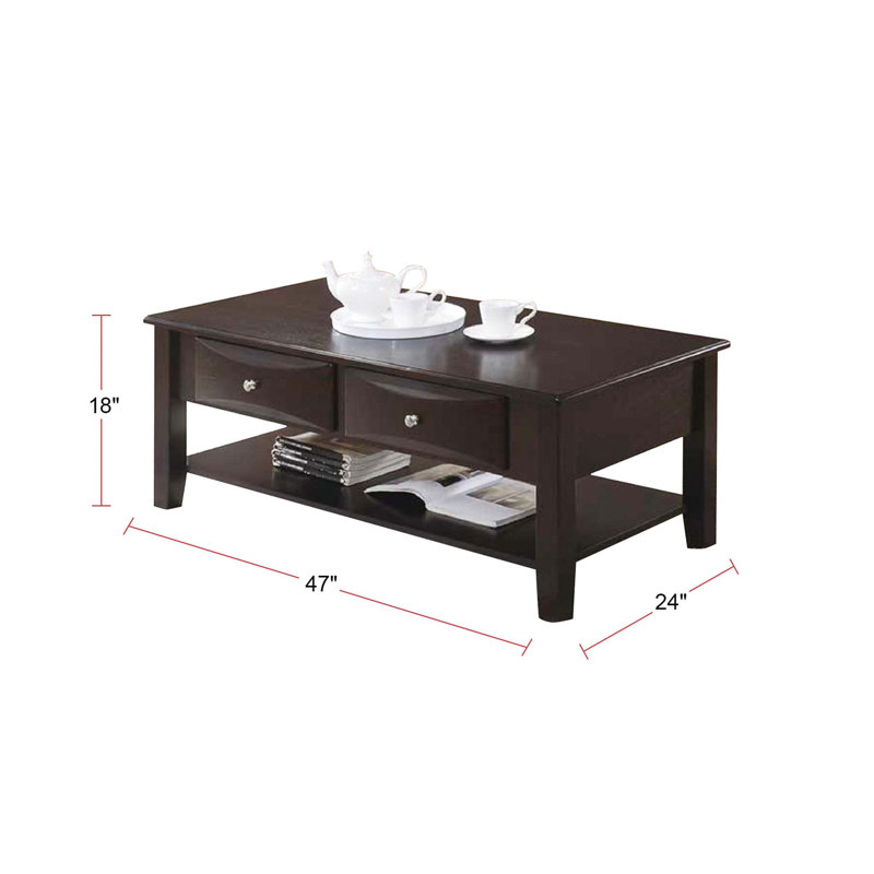 Table basse à deux tiroirs en brun
