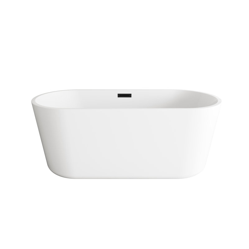Jakeil 59'' x 27.5'' Soaking Acrylic Bathtub, Matte Black