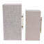 Boîte de rangement décorative en tissu avec couvercle et fermeture métallique double - Rangement moderne idéal pour photos ou objets de décoration - Lot de 2, 23 cm, brun