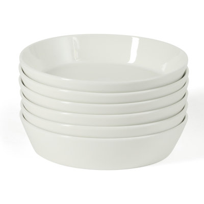 Martha Stewart Selma 6-pièces 41 onces 8 grands bols à pâtes en céramique porcelaine résistante aux ébréchures et aux égratignures, bols de service, ensemble de bols à soupe, va au lave-vaisselle et au micro-ondes blanc