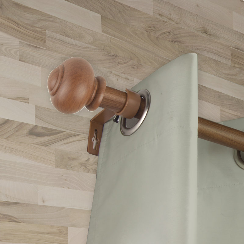 Tringle à rideaux simple en faux bois Wulff, 66" - 120", Châtaigne