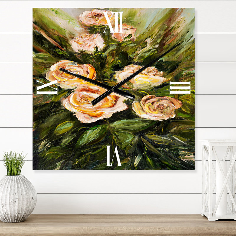 Quatre roses roses - Horloge murale traditionnelle, Très grand