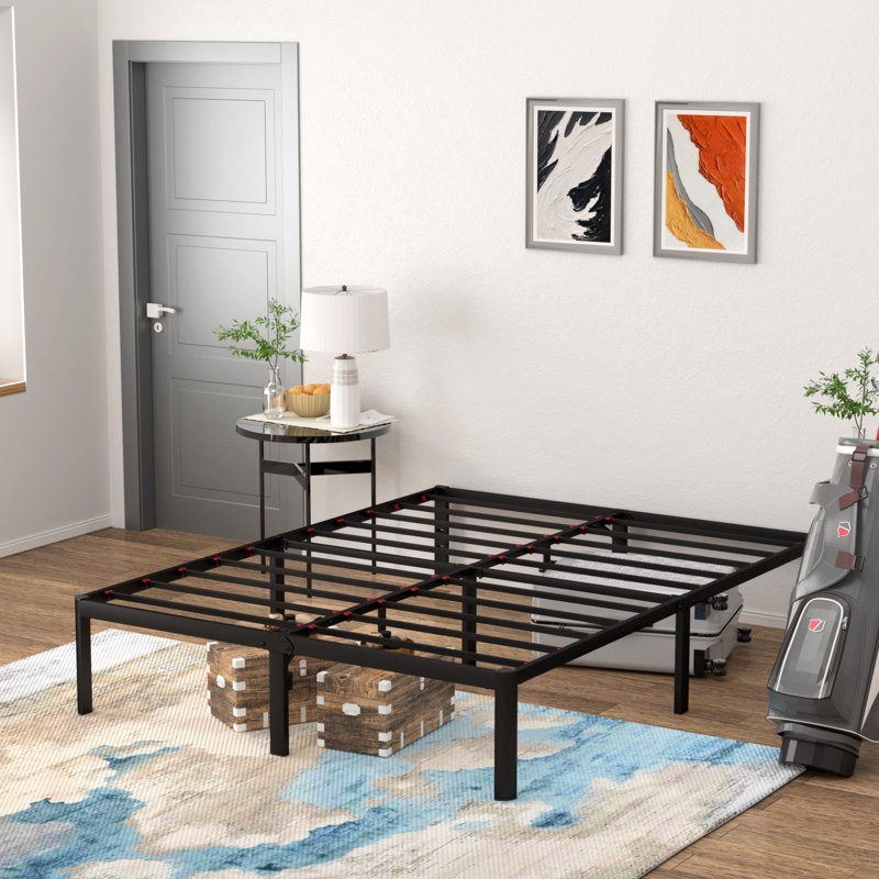 Lit plateforme en acier 14 po, structure en acier robuste et durable, assemblage facile, aucun sommier tapissier requis