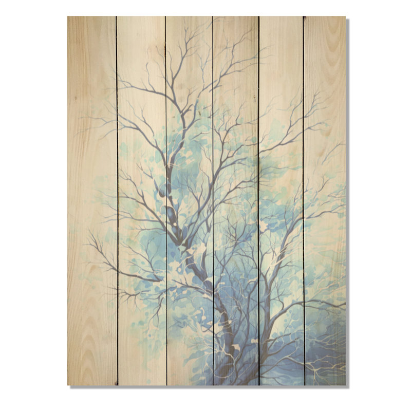 «Blue Maple Whisper Tree», érable sur bois, art sur bois de pin naturel, H 40 po x l 30 po