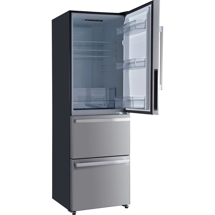 Galanz 12 Cu Ft Top Freezer Refrigerator, Frost Free, Stainless Look, Silver