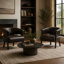 Ensemble de fauteuils d'appoint à oreilles en similicuir pour 2 personnes, fauteuil rembourré à dossier enveloppant, fauteuils à oreilles confortables en tissu avec pieds en bois massif, fauteuil de lecture simple pour le salon de la chambre à coucher-626969720