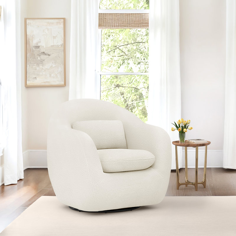 Fauteuil demi-tonneau pivotant Alma, Molleton beige