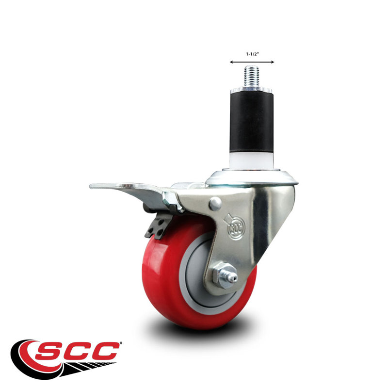 Poly pivot pivotant 1 1/2 pouce extensible avec frein à blocage total SCC, Rouge