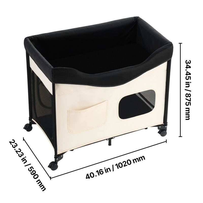 Lit superposé pliable surélevé beige pour chien avec lit 600d en velours hollandais