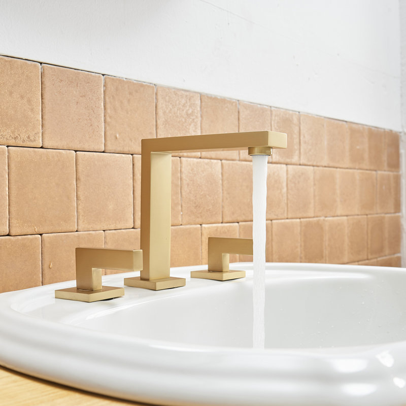 Widespread Double Handle Bathroom Faucet, Brushed Gold