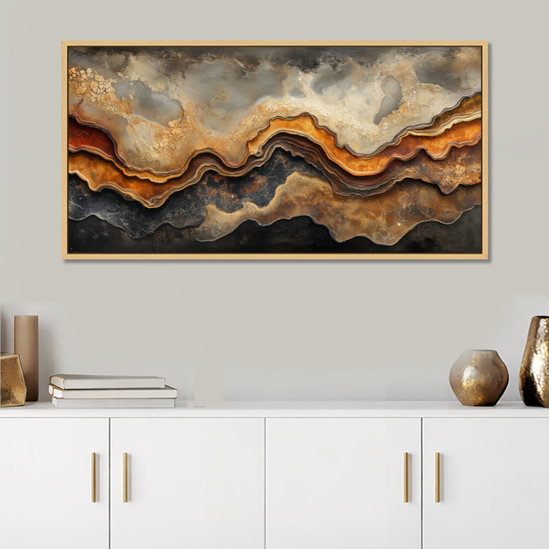 Brun brun beige Lucian I - impression sur toile, art mural moderne, Natural Floater Framed, H 24 po x l 32 po