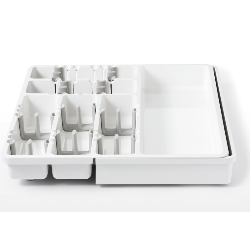 White Adjustable Plastic Expandable Utensil Organizer