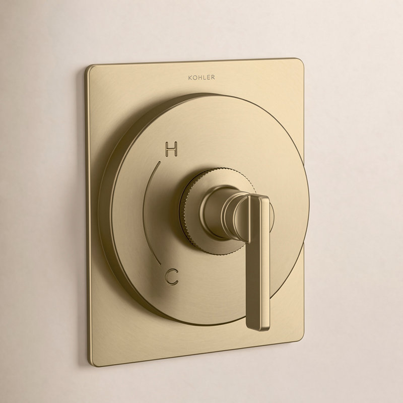 Castia by Studio McGee Rite-Temp Valve Trim, Vibrant Brushed Moderne Brass