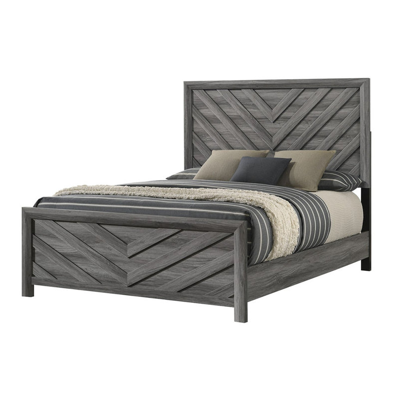 Lit double en bois de style moderne gris Denver