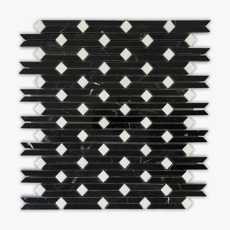 Nero Marquina 12" x 12" Marble Pinwheel Mosaic Wall & Floor Tile