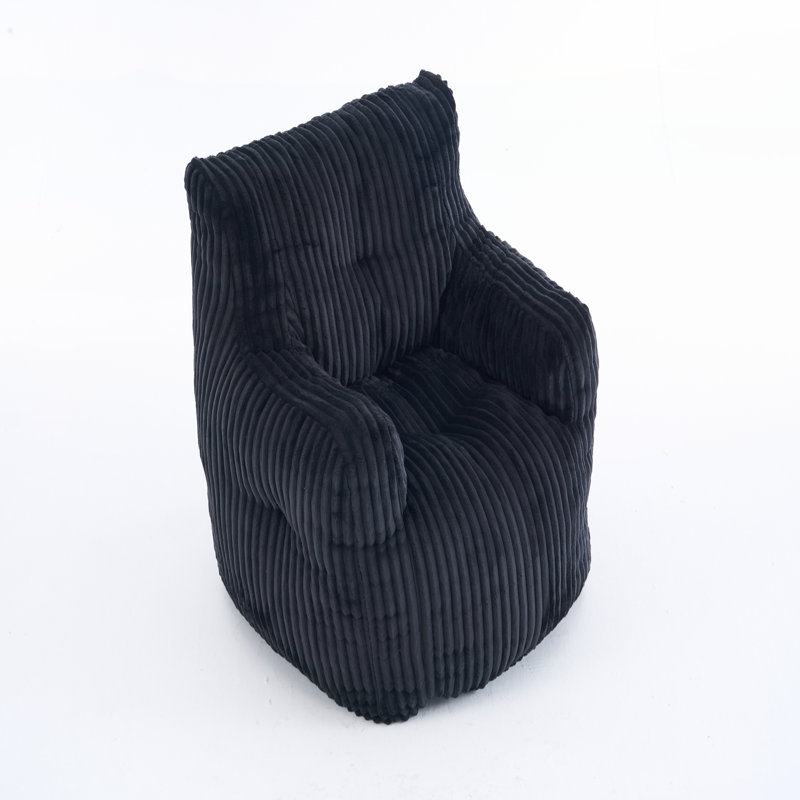 Fabric Bean Bag Chair, Black Corduroy