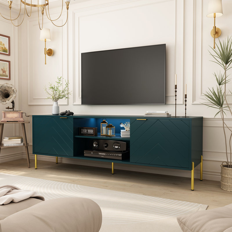Meuble télé multifonctionnel unique avec lumière DEL, Vert