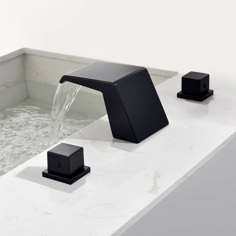 Robinet de salle de bain à large entraxe, Noir mat