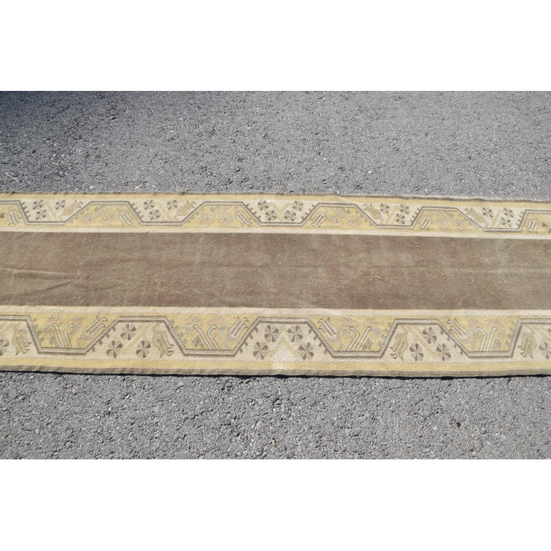 Tapis turc rétro en laine brun pour la cuisine, la chambre à coucher et l'extérieur avec un design bohémien