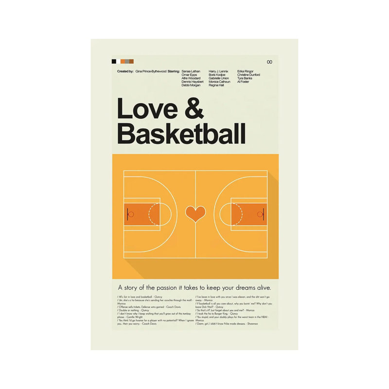 Amour et basketball - PAG190, H 18 po x l 12 po x 1,5 po