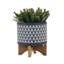 Jardinière 8 po sur support en bois, gris