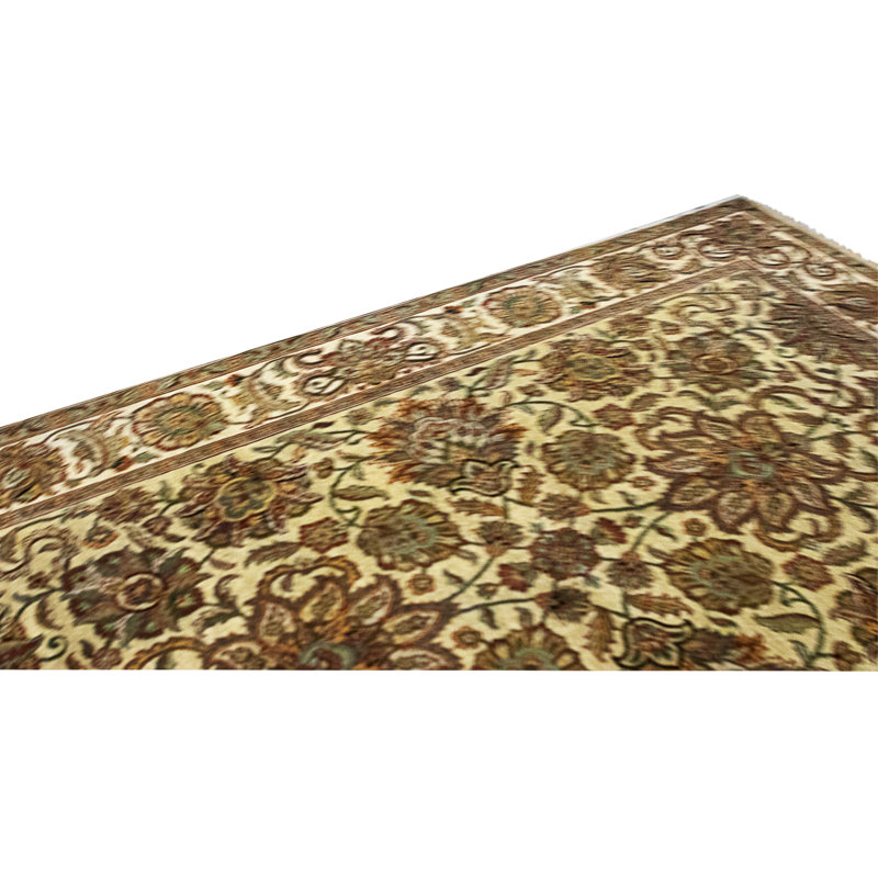 High-Quality Hand-Knotted Gold And Ivory Area Rug