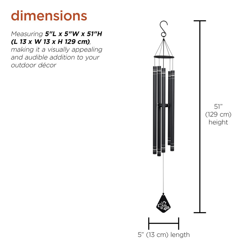 Carillon en métal 51 po avec attrape-vent papillon H 51 po