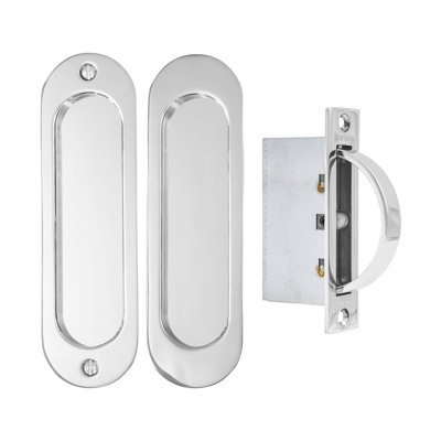 Oval Pocket Door Hardware - Passage Set with Edge Pull